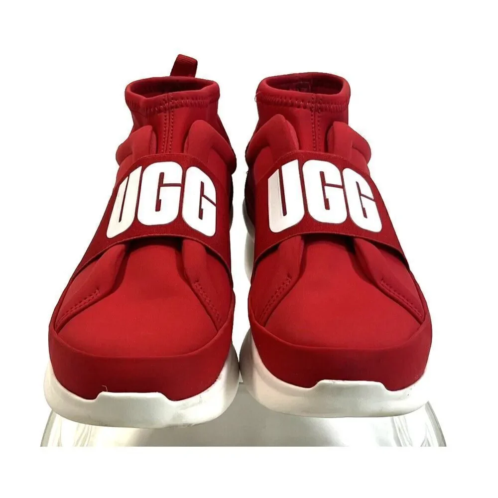 UGG‎ Size 8.5 Sneakers Red White Logo Spell Out Neutra 1095097 Neoprene